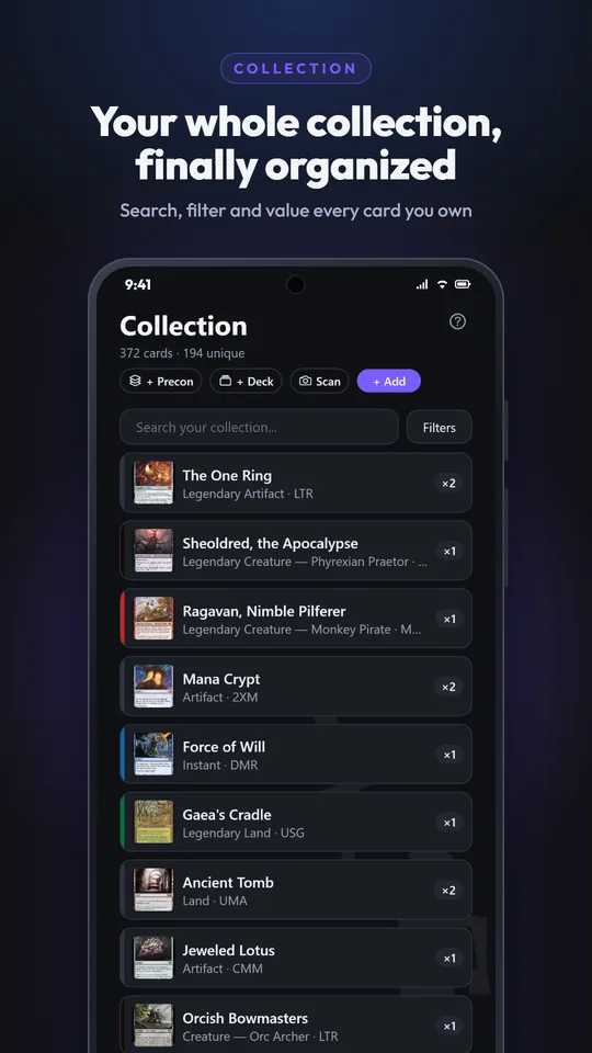 Collection screen